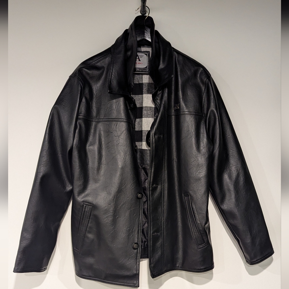 Leather Jacket A G MILANO Mens Black Button Up Size XL W/ Certificate BRAND NEW